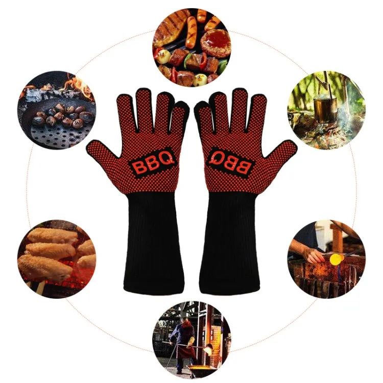 1 Pair High Temperature Resistant Silicone BBQ Gloves  Anti-Scalding Gloves(BBQ Black)