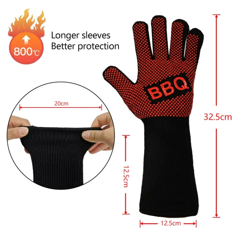 1 Pair High Temperature Resistant Silicone BBQ Gloves  Anti-Scalding Gloves(BBQ Red)