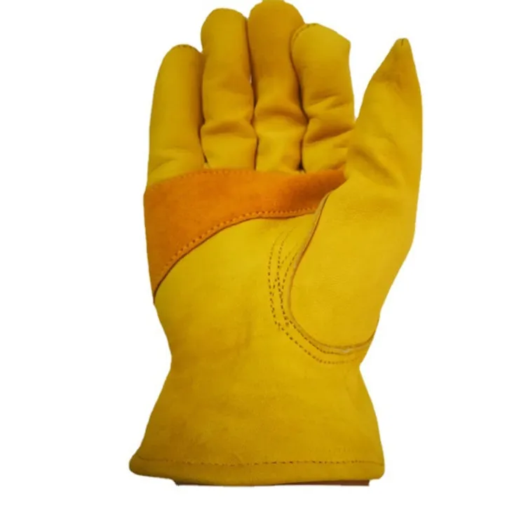 1 Pair JJ-1004 Outdoor Garden Welding Genuine Leather Labor Safety Gloves, Size: XL(Yellow)