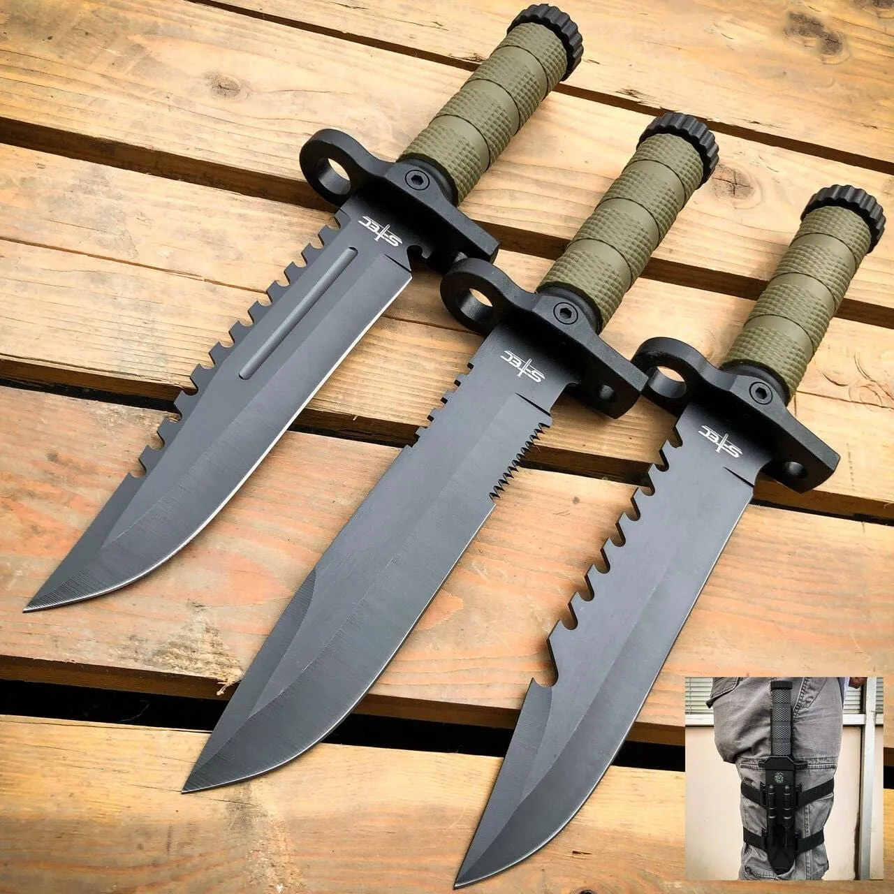 12.5" MILITARY TACTICAL FIXED BLADE Army SURVIVAL Knife w Fire Starter