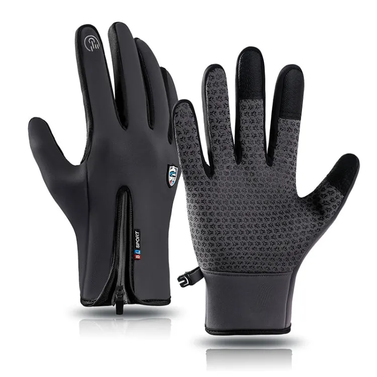 A045 Cycling Gloves Touch Screen Windproof Waterproof Sport Keep Warm Gloves, Size: M(Gray)