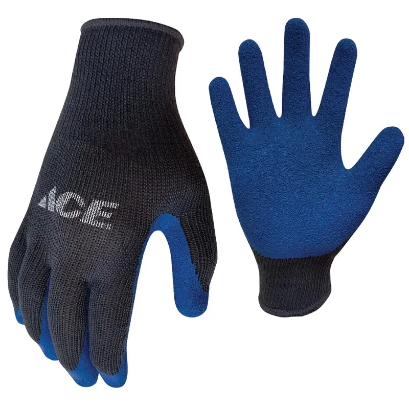 Ace Men's Indoor/Outdoor Coated Work Gloves Blue/Gray L 1 pair