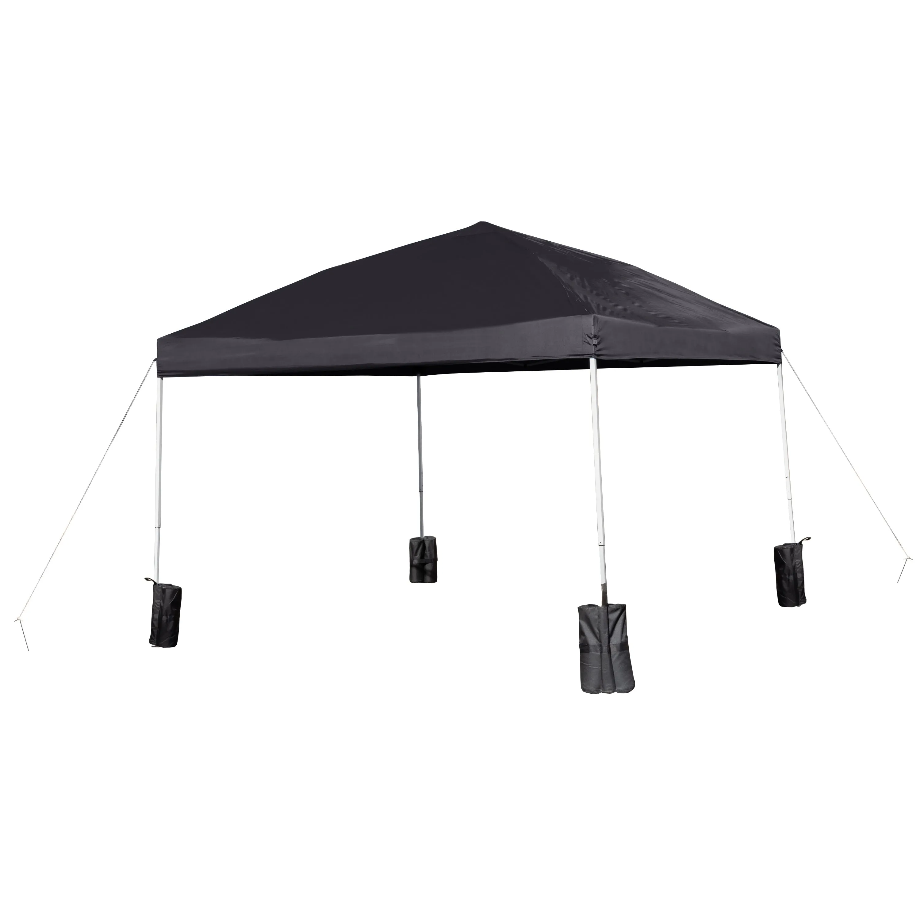 Allyson 10'x10' Black Pop Up Event Straight Leg Canopy Tent w/Sandbags and Wheeled Case