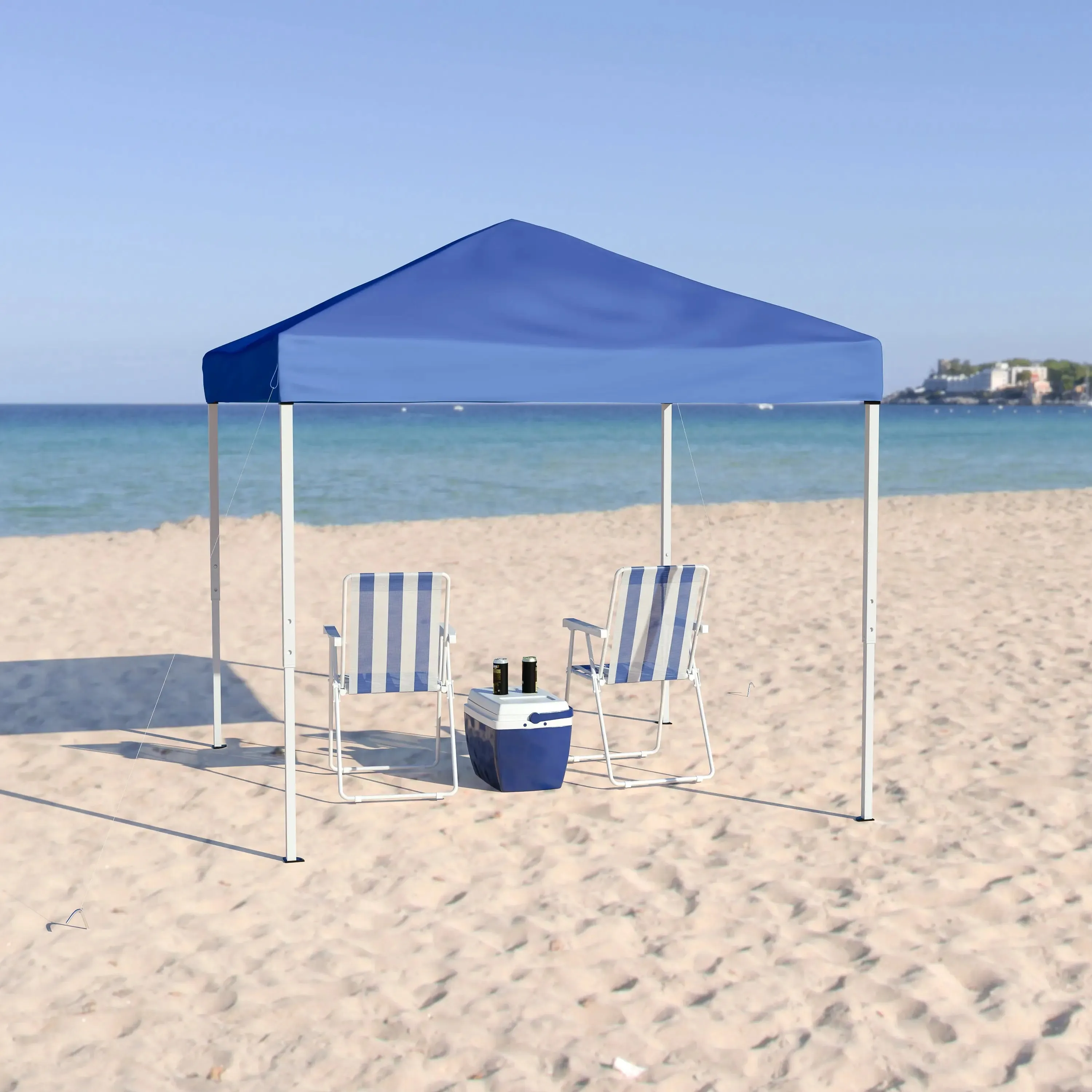 Allyson 8'x8' Blue Outdoor Pop Up Event Slanted Leg Canopy Tent w/Carry Bag