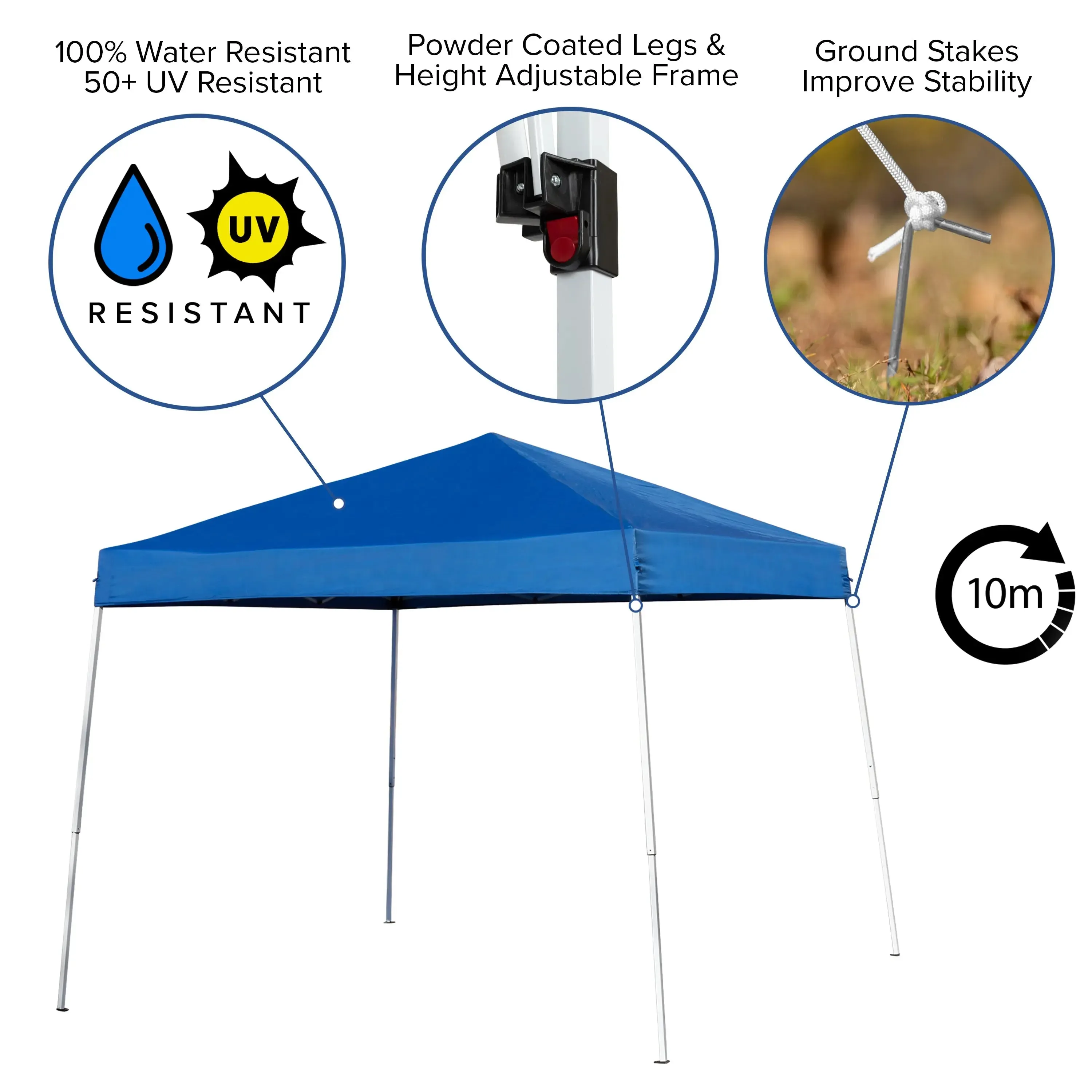 Allyson 8'x8' Blue Outdoor Pop Up Event Slanted Leg Canopy Tent w/Carry Bag