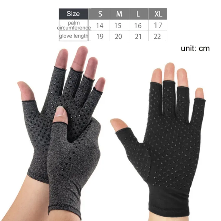 Arthritis Rehabilitation Silicone Non-slip Cycling Half Finger Gloves, Size: XL(Gray)