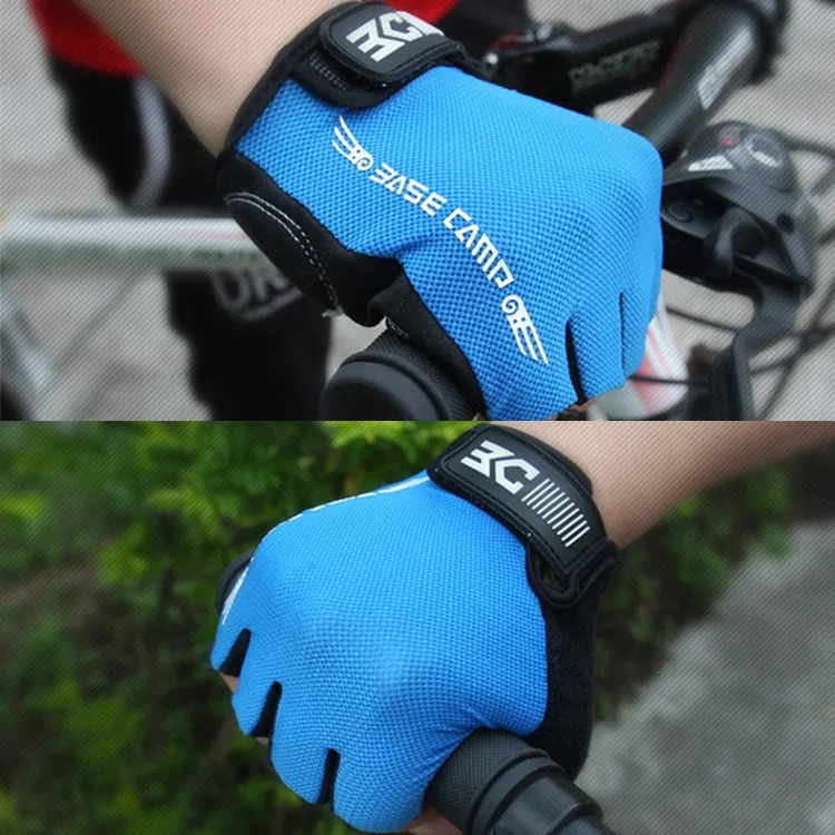 BaseCamp BC-204 Bicycle Half Finger Gloves Lycra Fabric Cycling Gloves, Size: S(Blue)