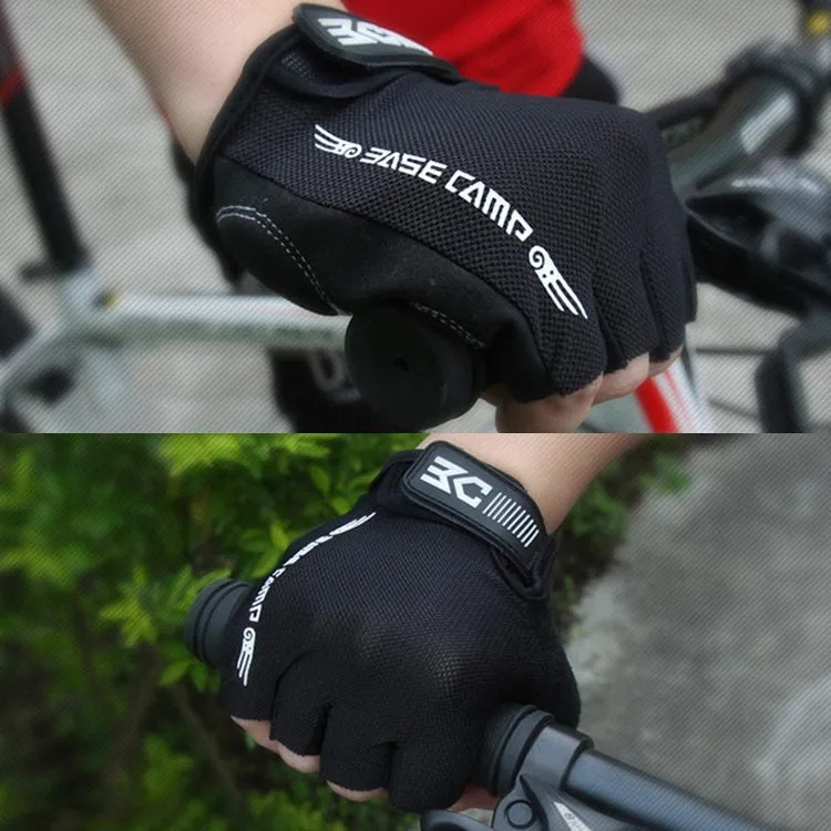 BaseCamp BC-204 Bicycle Half Finger Gloves Lycra Fabric Cycling Gloves, Size: XL(Grey)