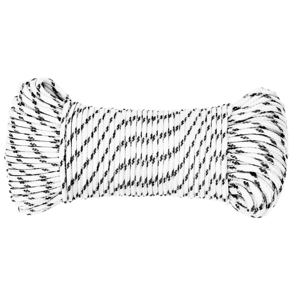 Braided Boat Rope White 4 mmx50 m Polyester