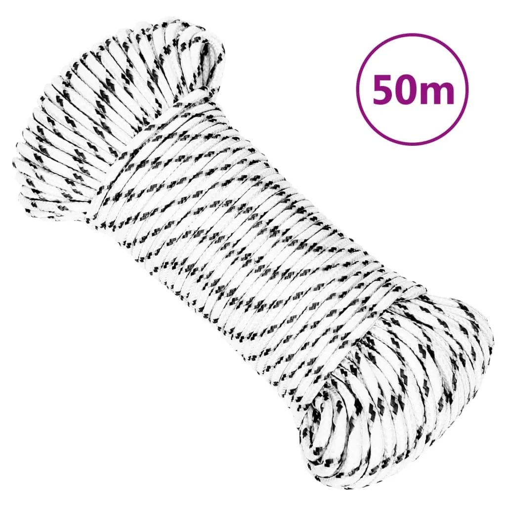 Braided Boat Rope White 4 mmx50 m Polyester