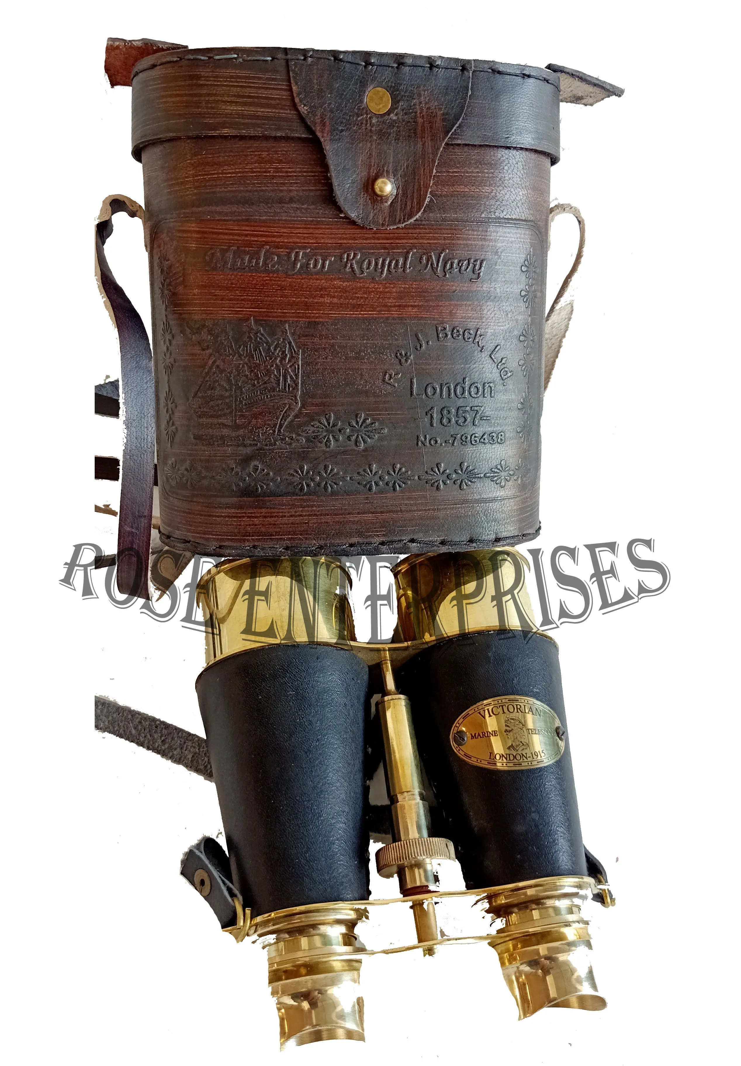 Brass Leather Binocular with Leather Case BB08