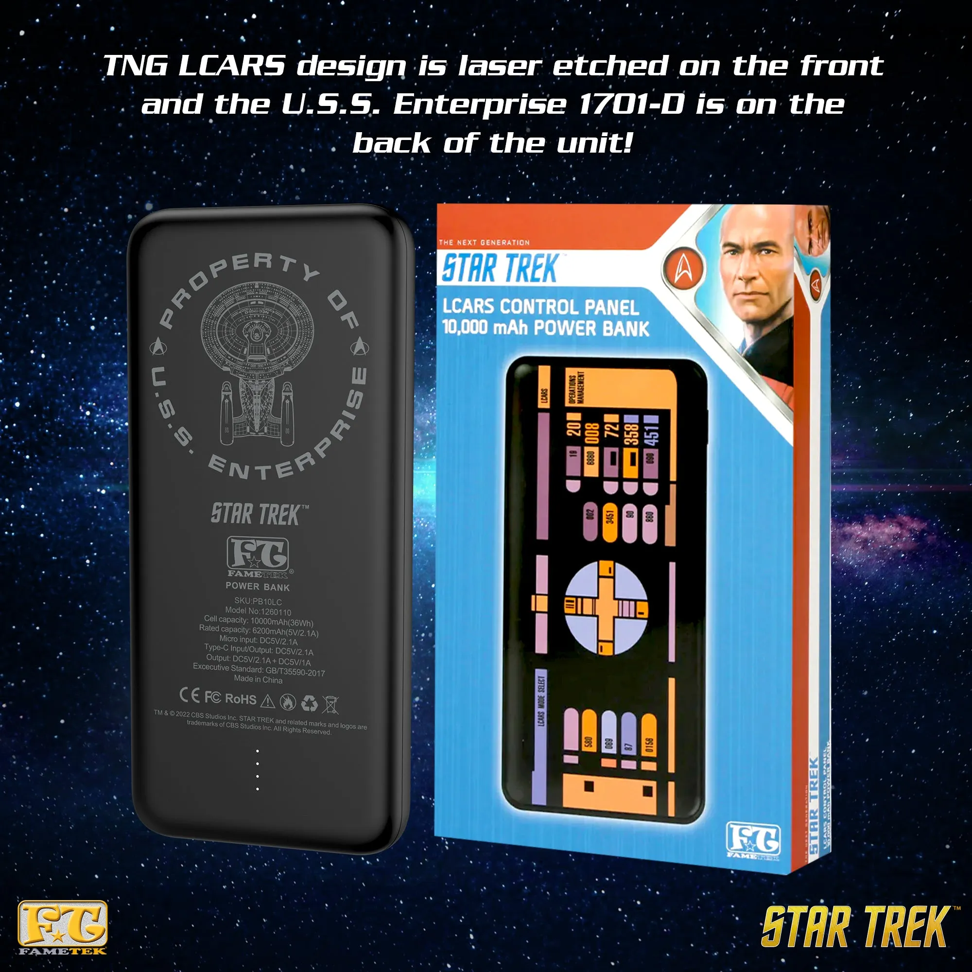 BUNDLE - Star Trek Borg Bluetooth Speaker, with TNG LCARS 10,000 mAh Powerbank