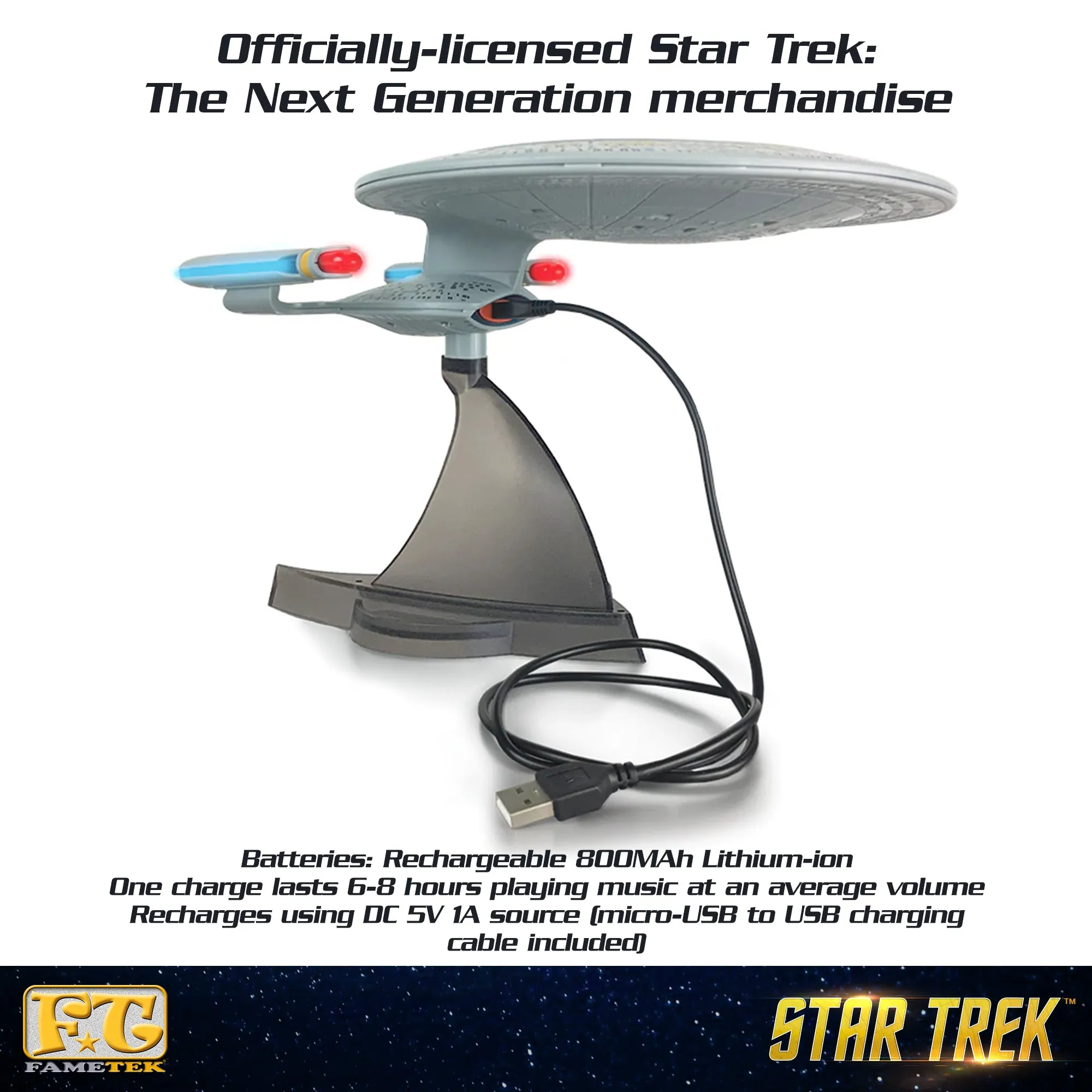 BUNDLE - Star Trek Enterprise 1701-D Bluetooth Speaker, with Starfleet Academy Qi Charger