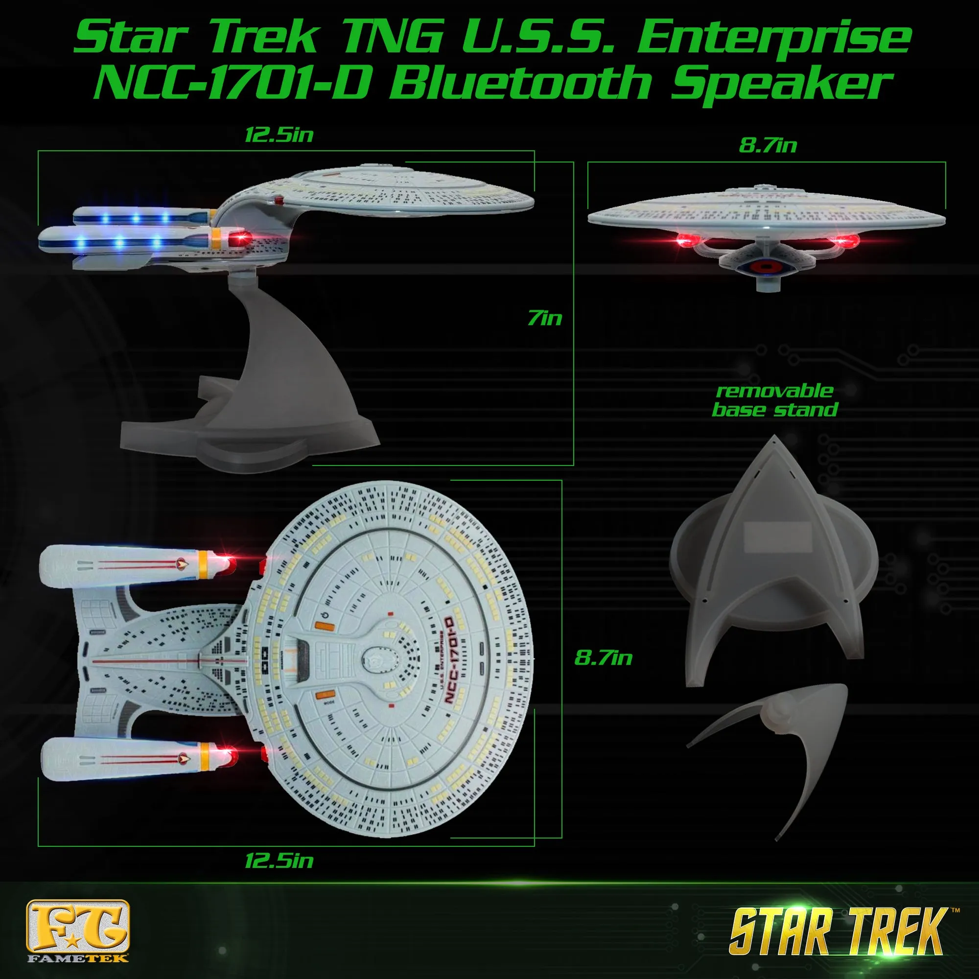 BUNDLE - Star Trek Enterprise 1701-D Bluetooth Speaker, with Starfleet Academy Qi Charger