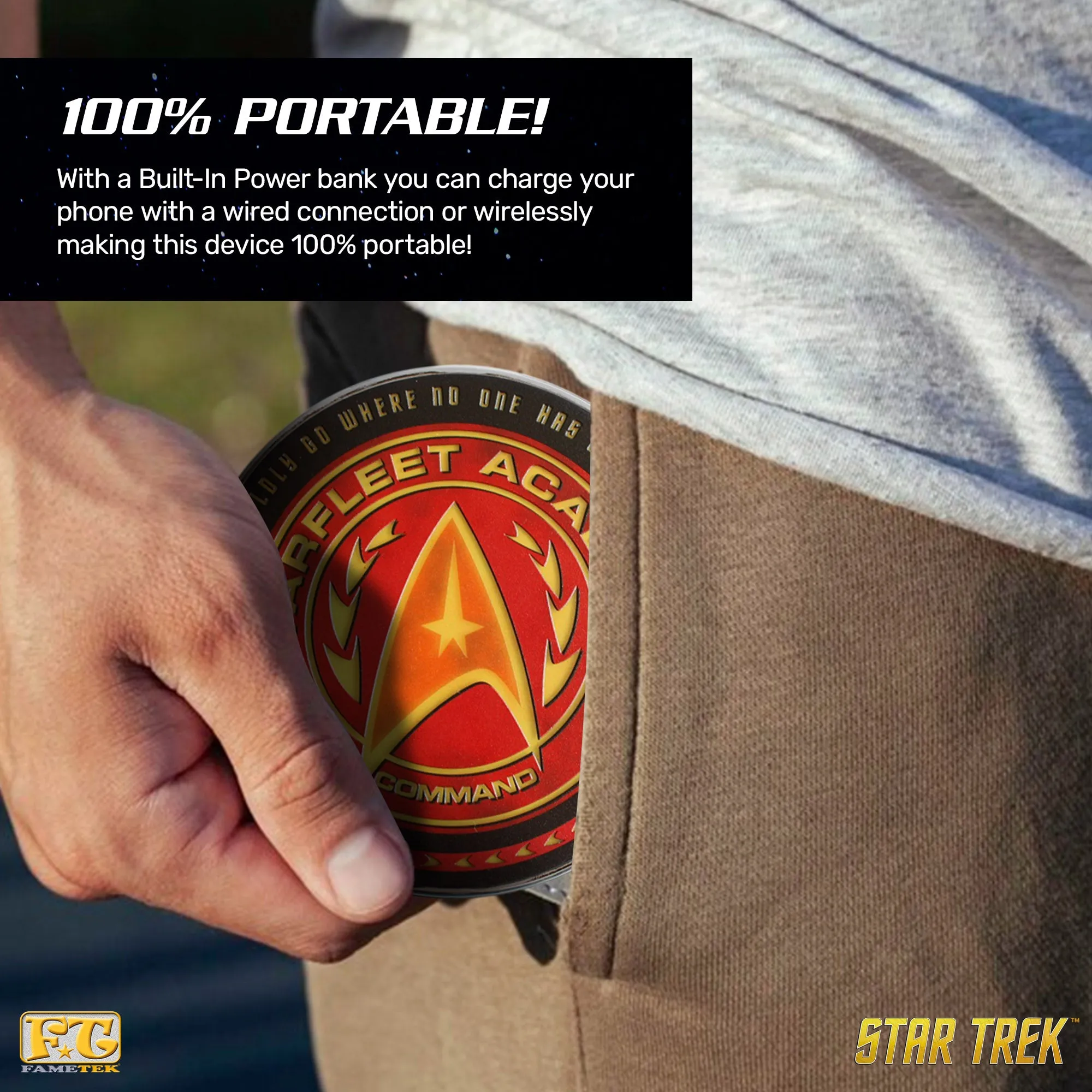 BUNDLE - Star Trek Enterprise 1701-D Bluetooth Speaker, with Starfleet Academy Qi Charger