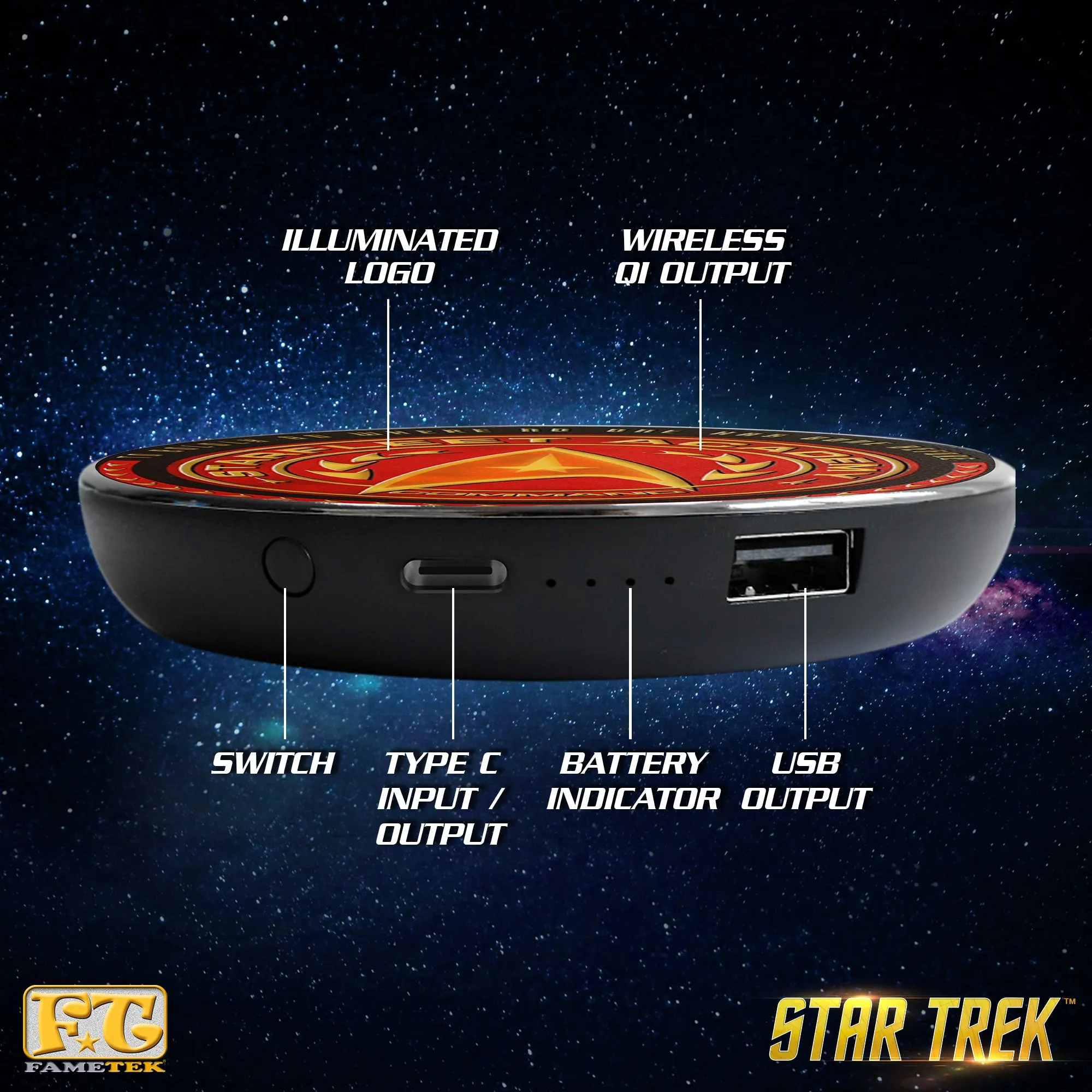 BUNDLE - Star Trek Enterprise 1701-D Bluetooth Speaker, with Starfleet Academy Qi Charger