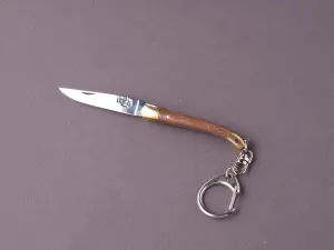 Forge de Laguiole - 70mm Folding Knife - Spring Lock - Chocolate Brown Micarta & Brass Handle - Keychain Ring