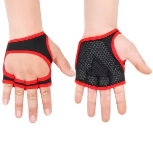 L Weightlifting Dumbbell Horizontal Bar Anti-cocoon Anti-slip Wrist Fitness Gloves(Red)