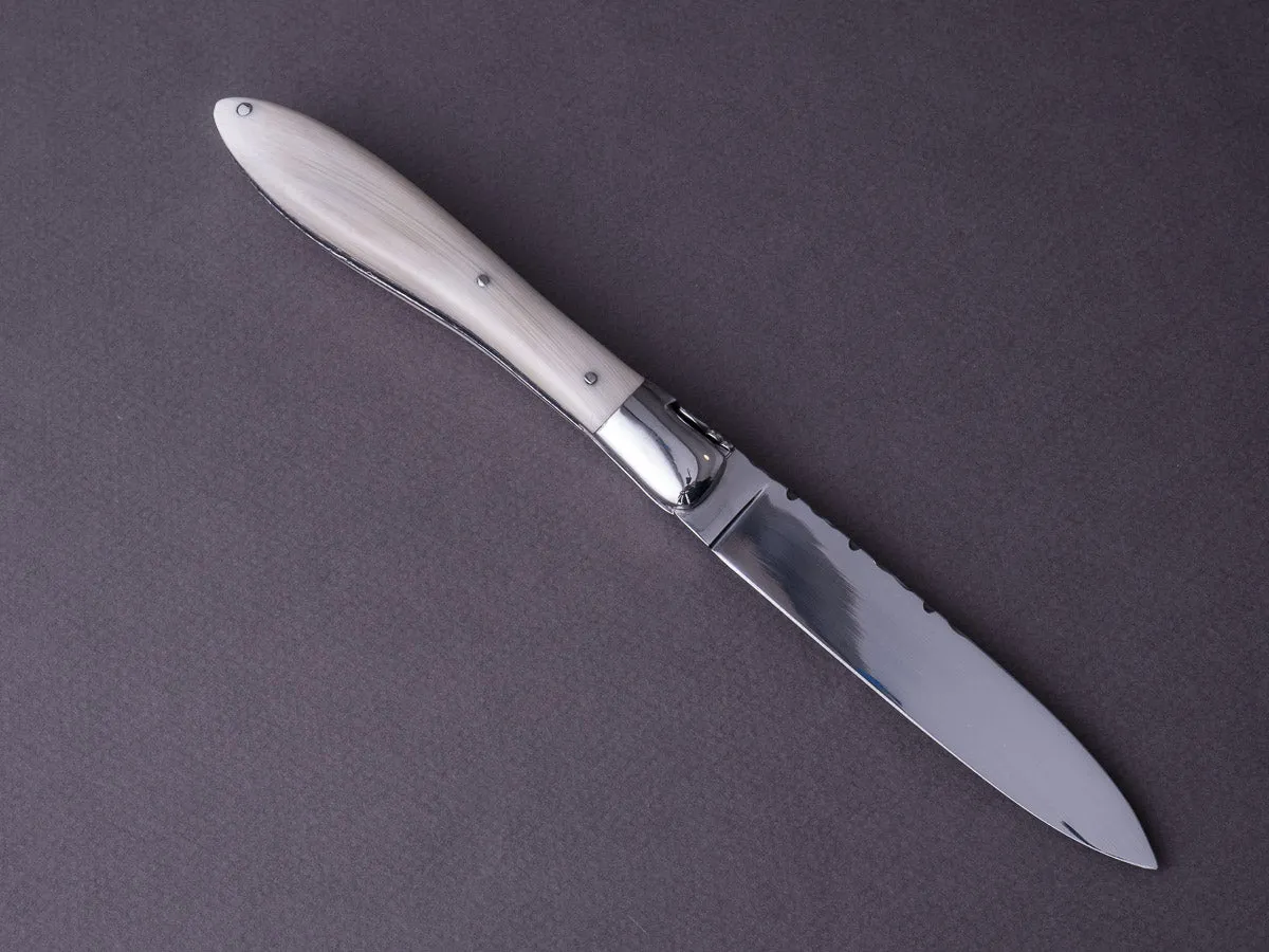 Laguiole en Aubrac - Folding Knife - Crocus - Blonde Horn - Detailed Spine - Bolster