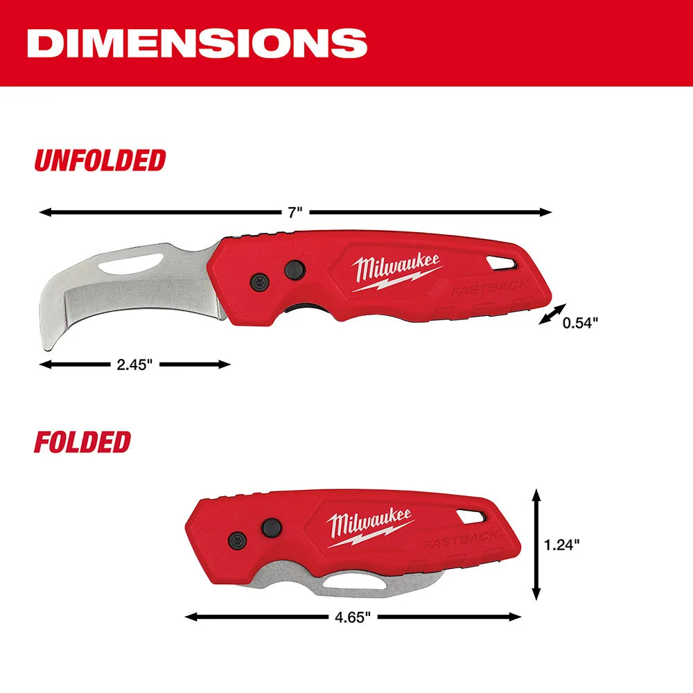 Milwaukee 48-22-1526 FASTBACK Blunt Tip Hawkbill Folding Pocket Knife