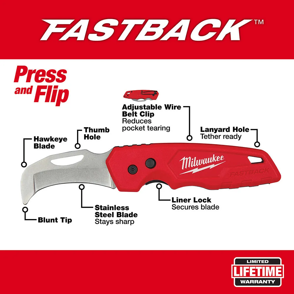 Milwaukee 48-22-1526 FASTBACK Blunt Tip Hawkbill Folding Pocket Knife