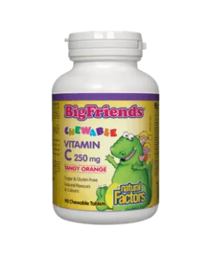 Natural Factors Big Friends Chewable Vitamin C 250mg Tangy Orange 90 Chewable Tablets