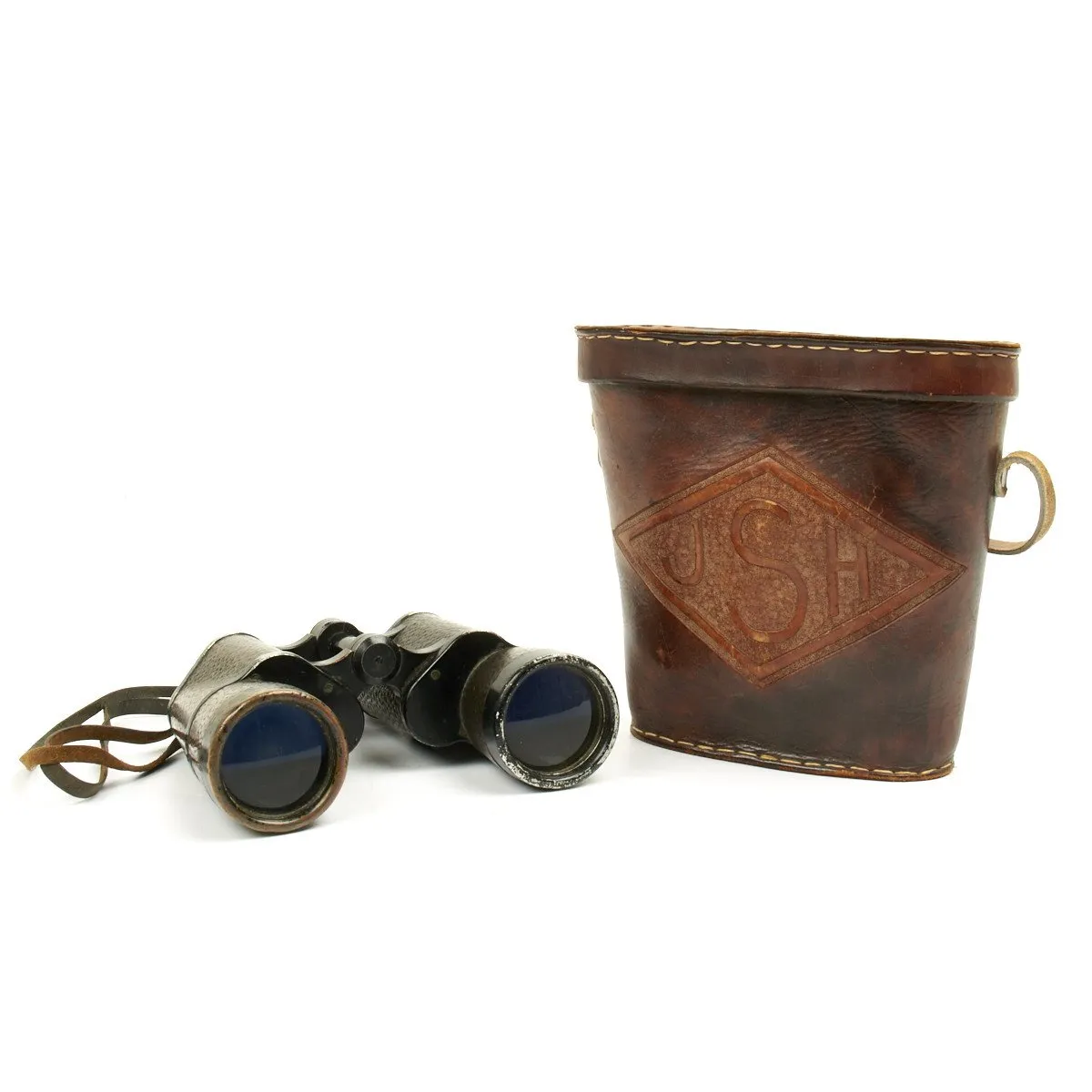 Original German WWII U-Boat Kriegsmarine 7x50 Binoculars with USGI Custom Made Leather Case