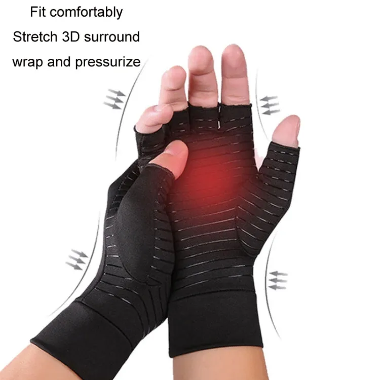 Outdoor Cycling Half Finger Gloves Inflammatory Joint Rehabilitation Silicone Gloves, Size: L(Black)