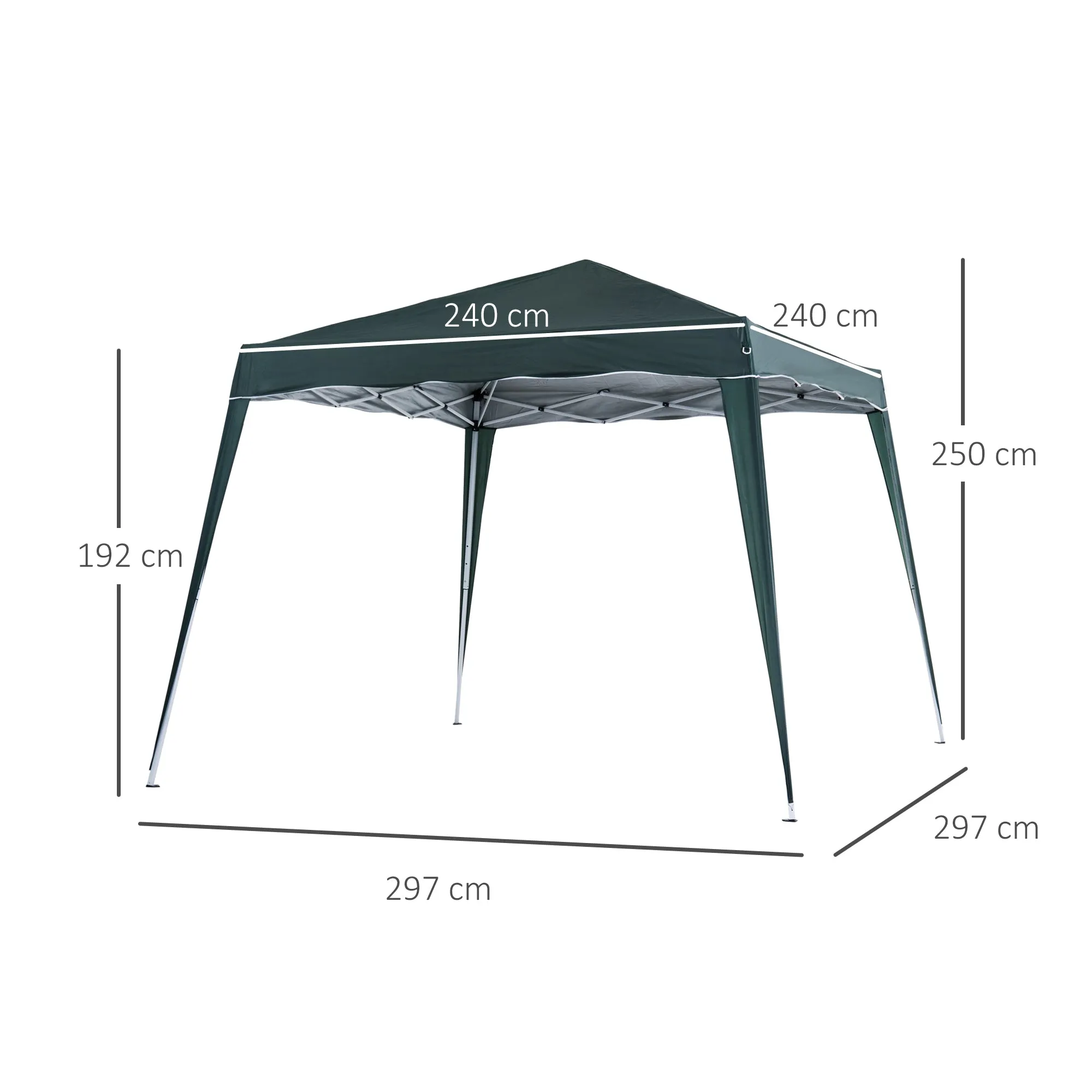 Outsunny Slant Leg Pop Up Gazebo with Carry Bag, Height Adjustable Party Tent Instant Event Shelter for Garden, Patio, ( 3 M √¢¬Ä¬ö√É¬†√É¬∂√¢¬à¬ö√¢¬â¬• 3 M Base / 2.5 M √¢¬Ä¬ö√É¬†√É¬∂√¢¬à¬ö√¢¬â¬• 2.5 M Top, Green)