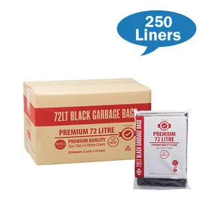 Premium Heavy Duty 72Lt Black Bin Liners