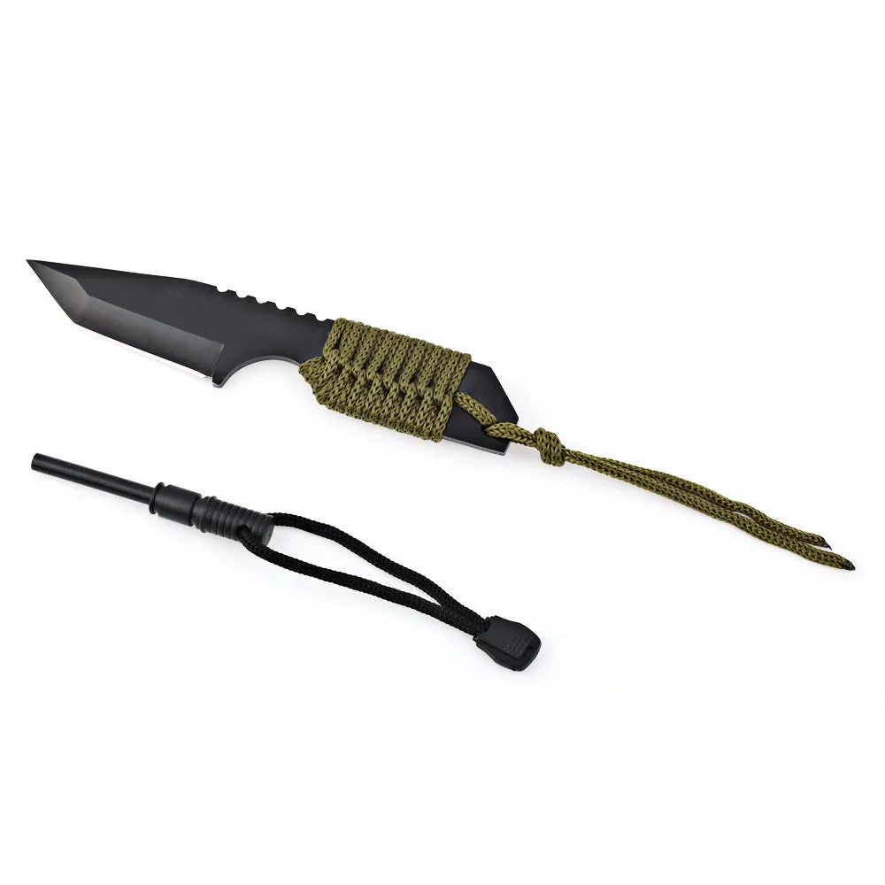 Sharp Blade Survivor Camping Tanto Knife with Fire Starter