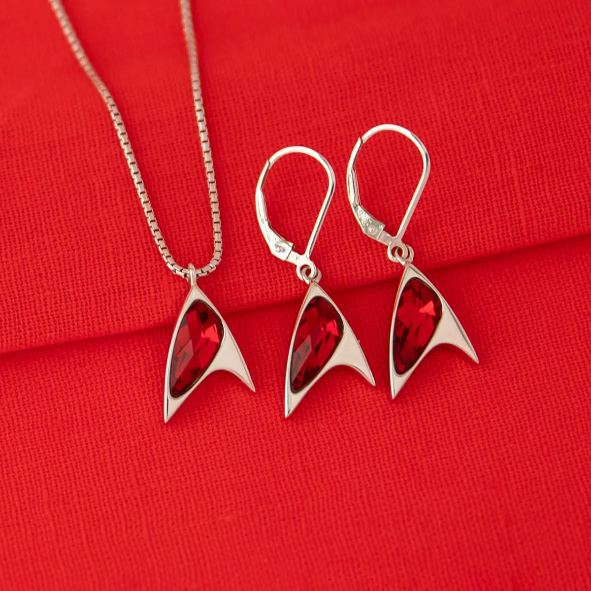 Star Trek X RockLove Red Crystal Delta Earrings