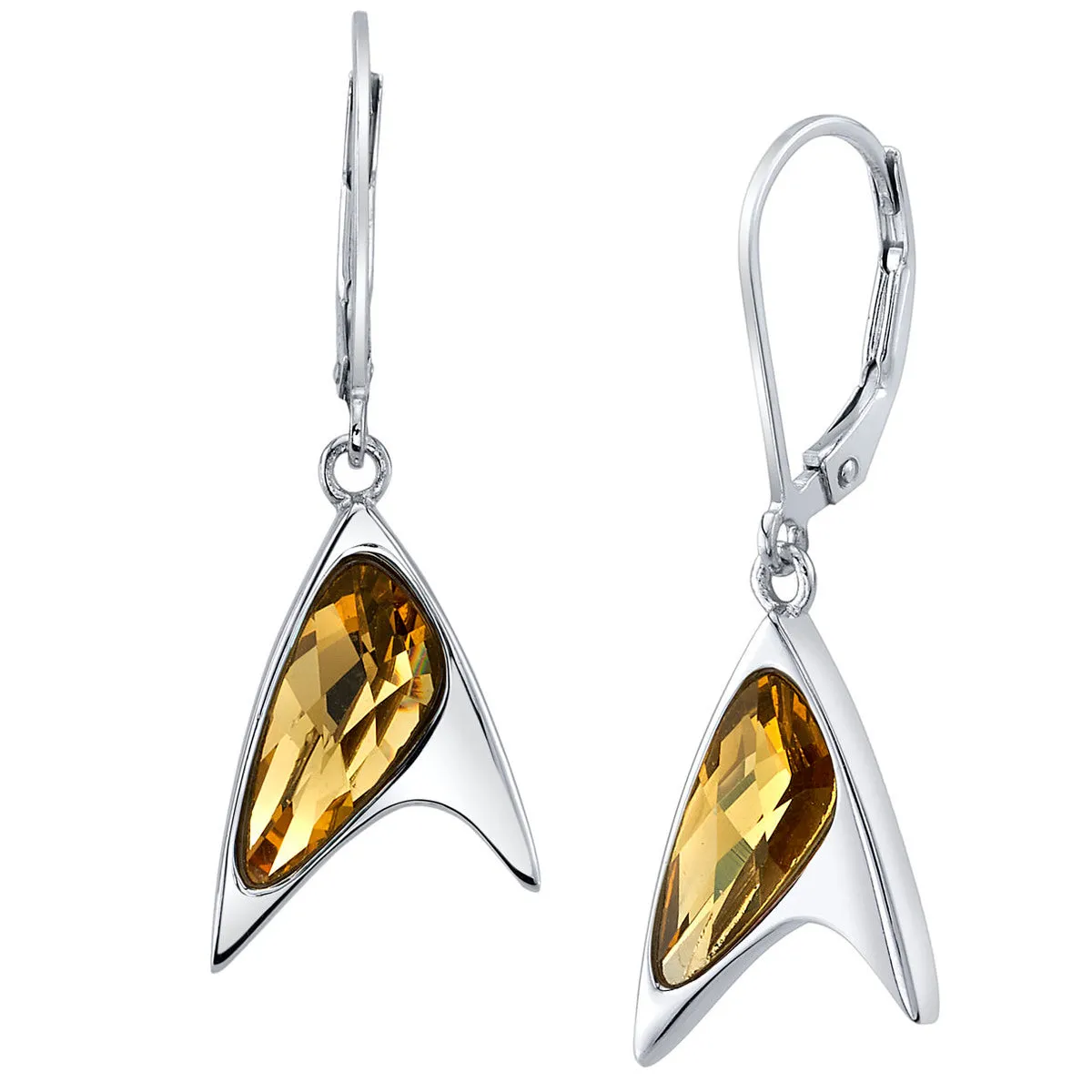 Star Trek X RockLove Yellow Crystal Delta Earrings