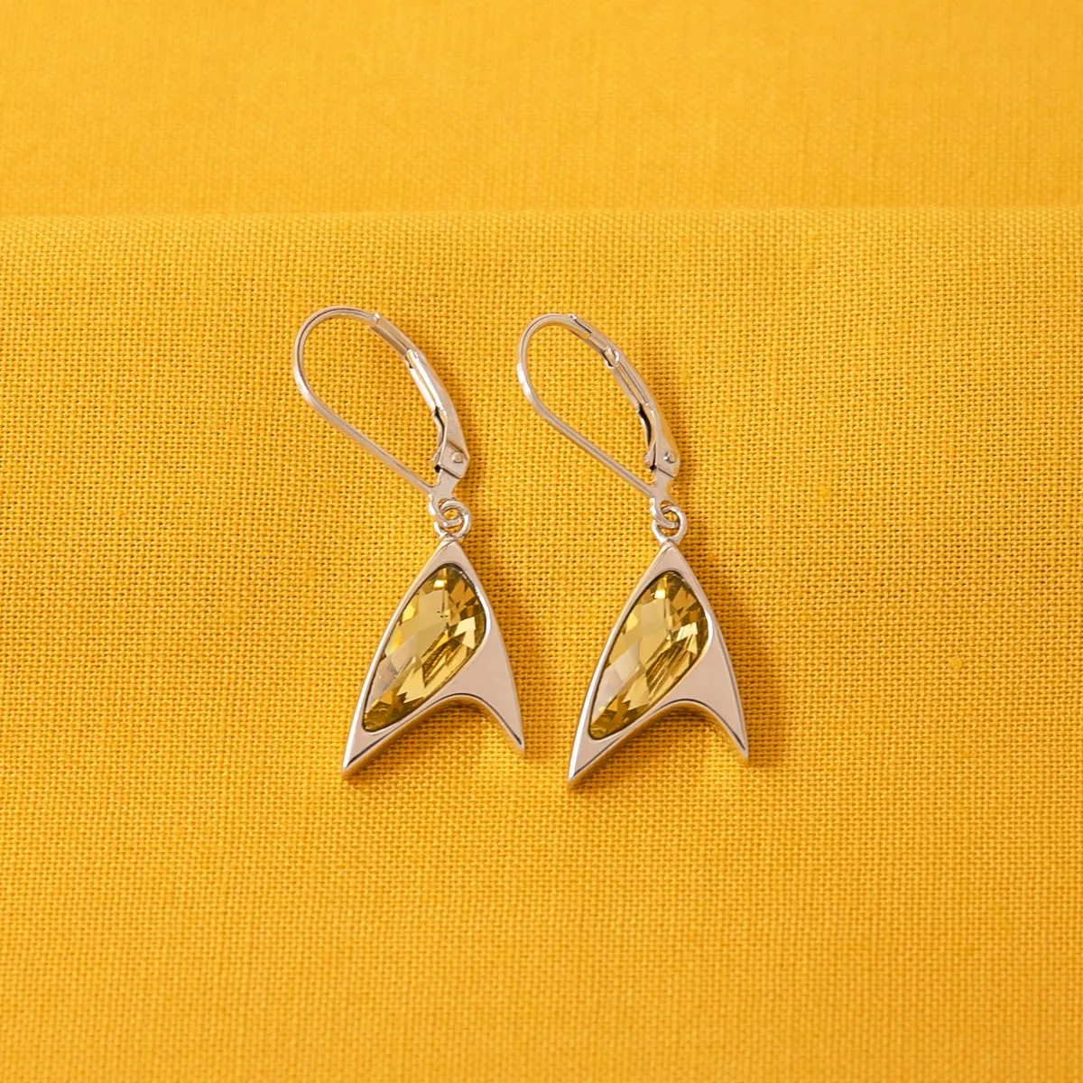 Star Trek X RockLove Yellow Crystal Delta Earrings