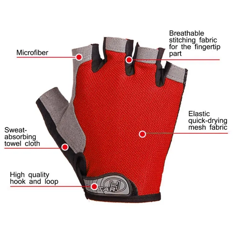 Summer Men Women Fitness Gloves Gym Weight Lifting Cycling Yoga Training Thin Breathable Antiskid Half Finger Gloves, Size:L(Red)