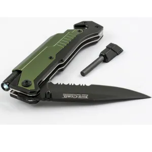 Tork Craft | Knife Survival Green with LED Light & Fire Starter Engraved