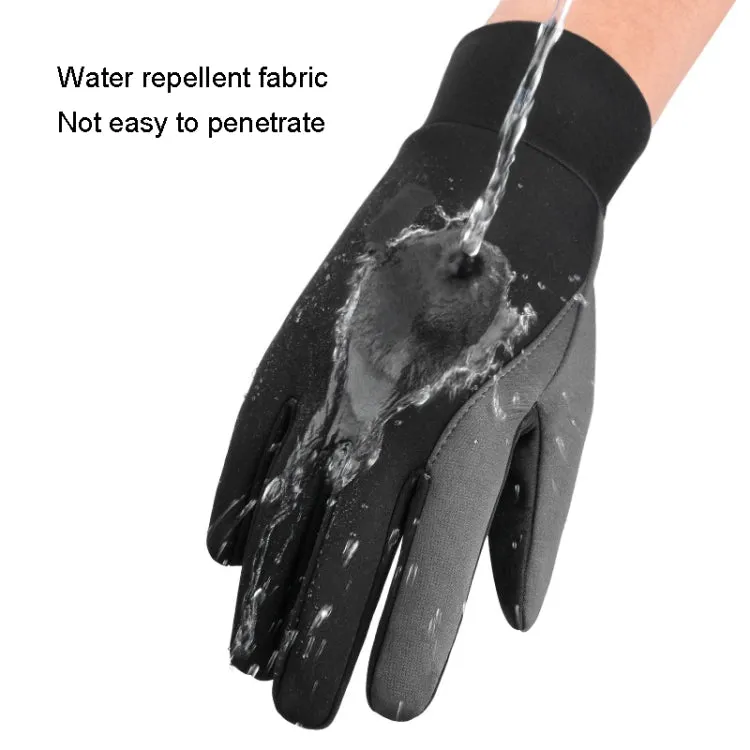 Touch Screen Anti-slip Waterproof Outdoor Sports Warm Cycling Gloves, Size: L(Black)