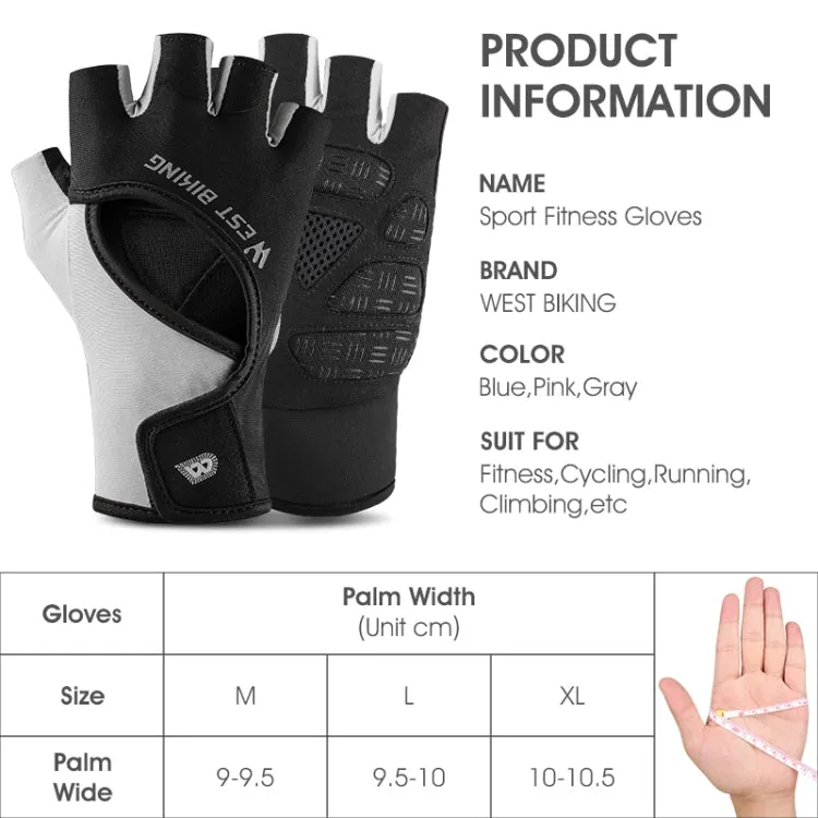 WEST BIKING YP0211217 Cycling Breathable Silicone Palm Gloves Fitness Training Wrist Guard Sports Gloves, Size: M(Black Pink)