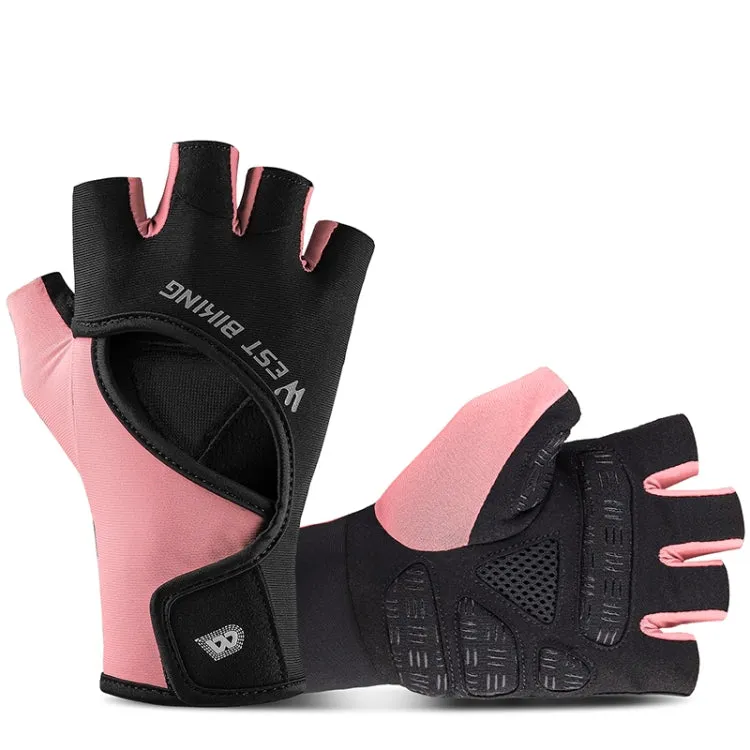 WEST BIKING YP0211217 Cycling Breathable Silicone Palm Gloves Fitness Training Wrist Guard Sports Gloves, Size: M(Black Pink)