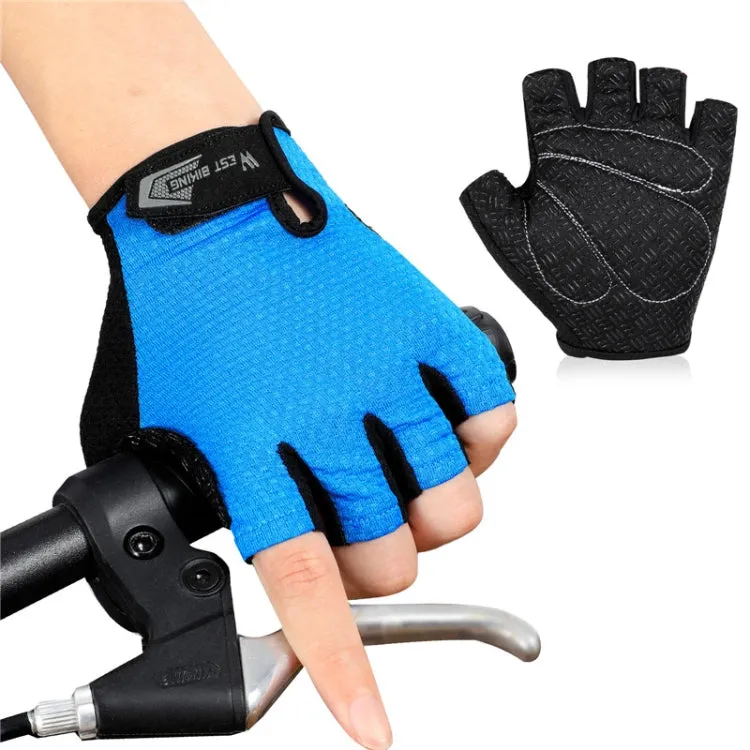 WEST BIKING YP0211218 Cycling Breathable Short Gloves Non-Slip Half Finger Gloves, Size: XL(Blue)