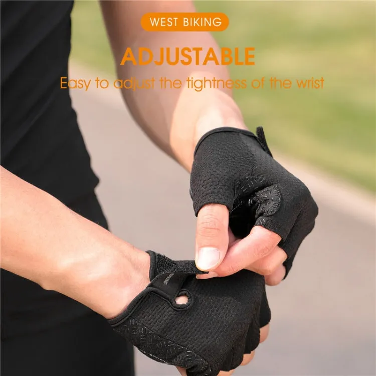 WEST BIKING YP0211218 Cycling Breathable Short Gloves Non-Slip Half Finger Gloves, Size: XL(Blue)