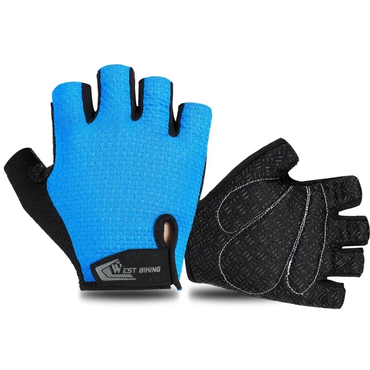 WEST BIKING YP0211218 Cycling Breathable Short Gloves Non-Slip Half Finger Gloves, Size: XL(Blue)