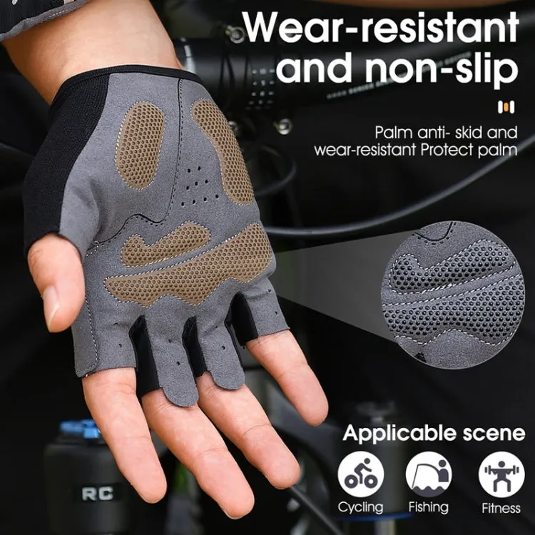 WEST BIKING YP0211222 Bicycle Riding Shock-Absorbing Half-Finger Gloves, Size: XL(Black)