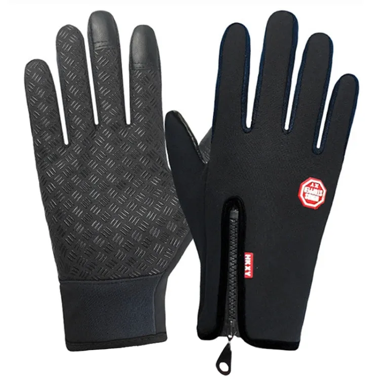 Winter Outdoor Riding Sports Waterproof Touch Screen Glove, Size: XXL(H043 Black)