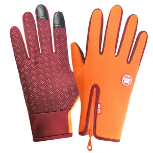 Winter Outdoor Riding Sports Waterproof Touch Screen Glove, Size: XXL(H043 Orange)