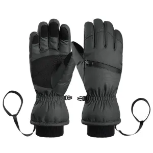 Winter Padded Ski Finger Gloves Outdoor Windproof Warm Sports Gloves, Size: S(Black)