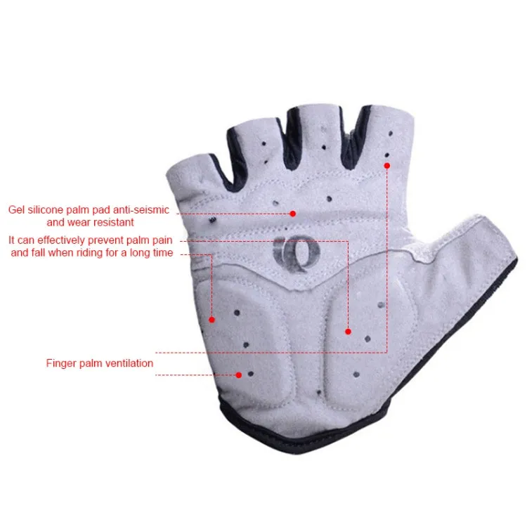 YIZIMI Anti-shock Half-finger Gloves Cycling Silicone Short Finger Gloves, Size: L(Black Gray)