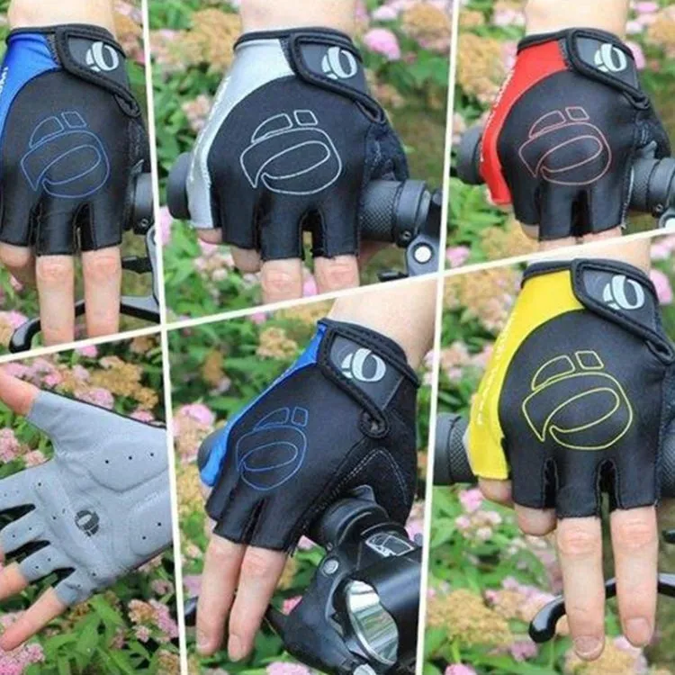 YIZIMI Anti-shock Half-finger Gloves Cycling Silicone Short Finger Gloves, Size: L(Black Gray)