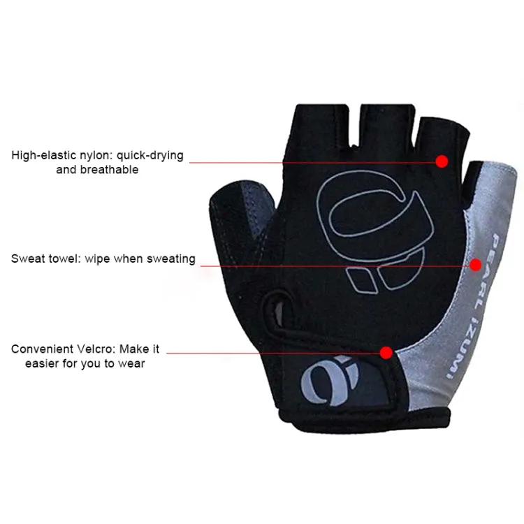 YIZIMI Anti-shock Half-finger Gloves Cycling Silicone Short Finger Gloves, Size: L(Black Gray)